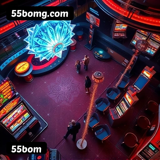 Plataforma 55bom mostrando interface moderna, jogos certificados e recursos de segurança licenciados